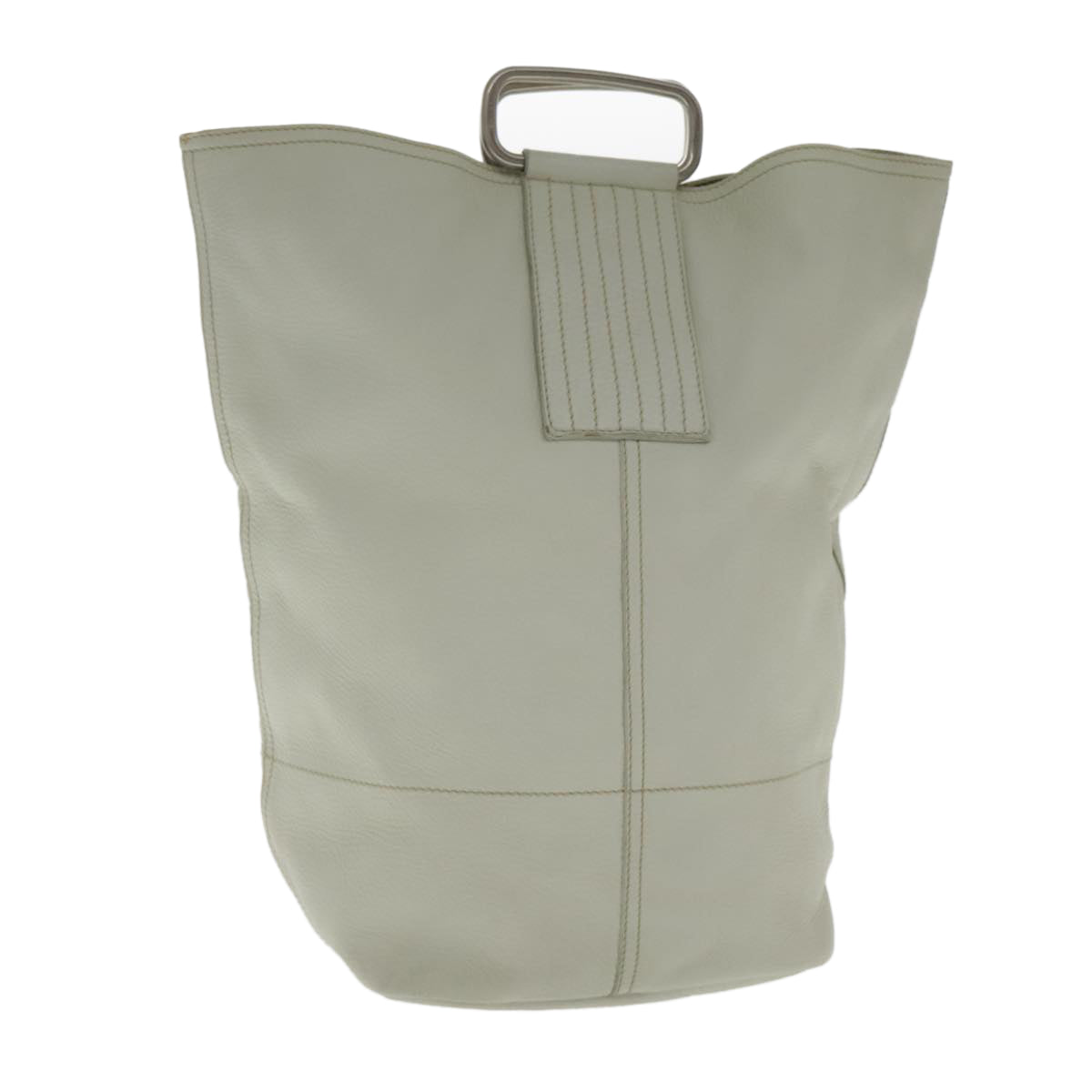 PRADA Hand Bag Leather White Silver 94774