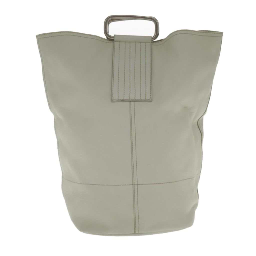 PRADA Hand Bag Leather White Silver 94774