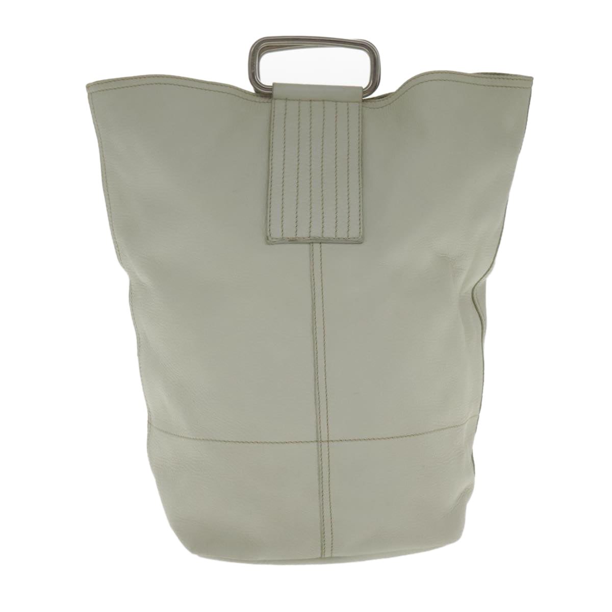 PRADA Hand Bag Leather White Silver 94774