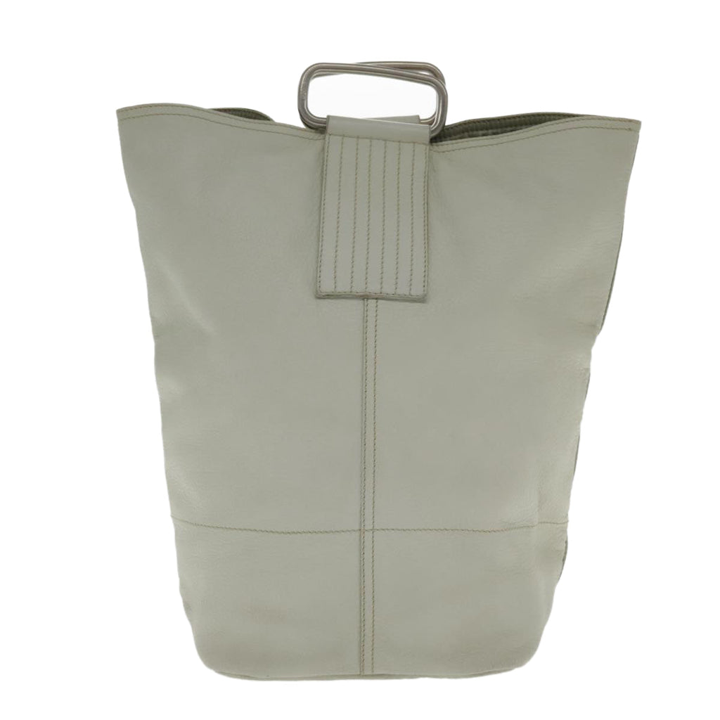 PRADA Hand Bag Leather White Silver 94774