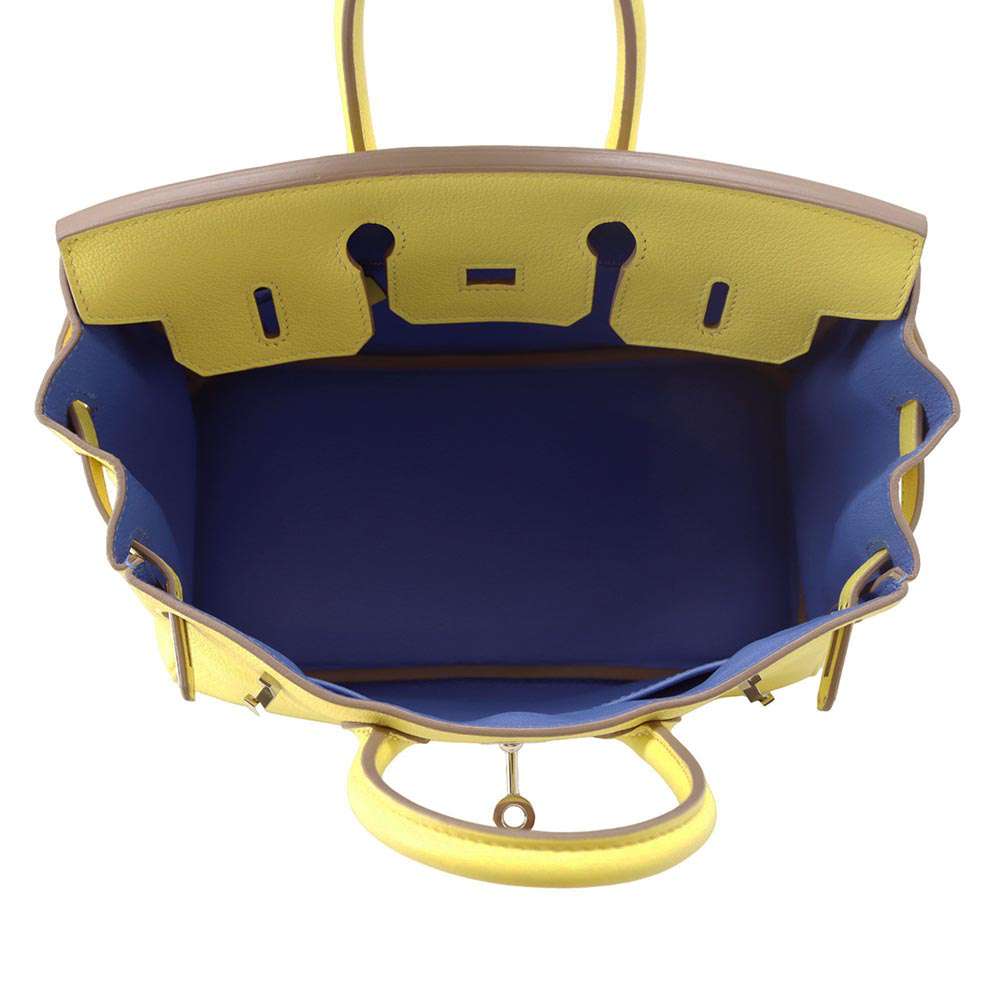 HERMES Birkin Verso Lime/Blue Blue Taurillon Novillo Size 25