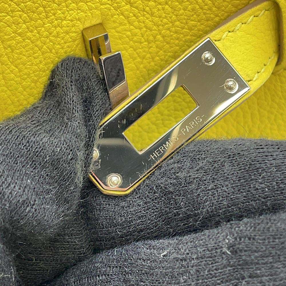 HERMES Birkin Verso Lime/Blue Blue Taurillon Novillo Size 25