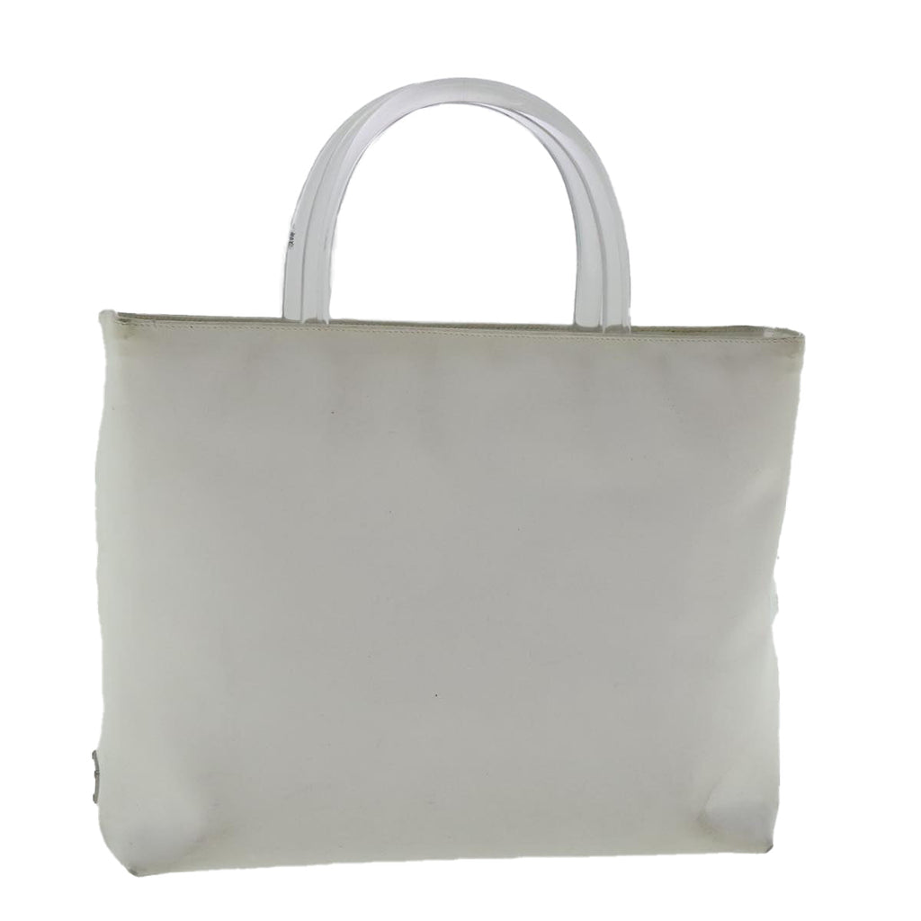 PRADA Hand Bag Enamel Plastic White Clear Silver 95160