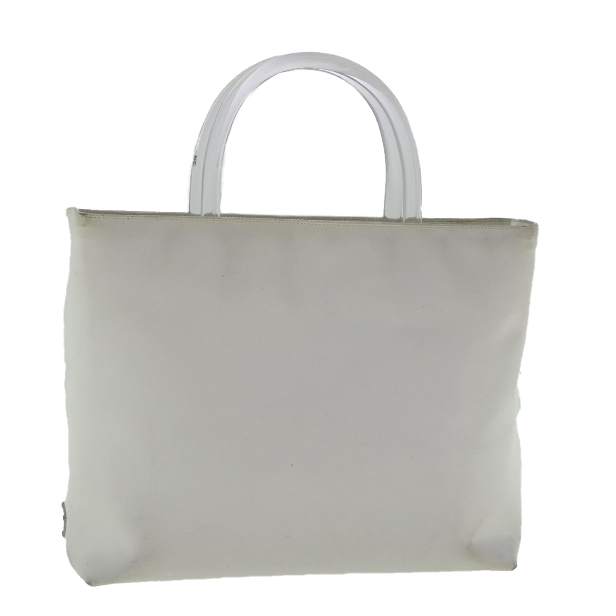 PRADA Hand Bag Enamel Plastic White Clear Silver 95160