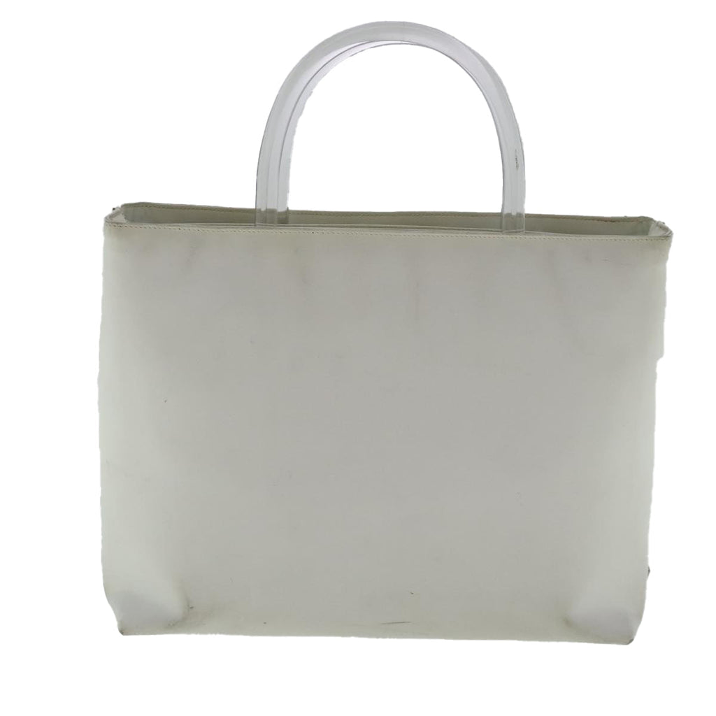 PRADA Hand Bag Enamel Plastic White Clear Silver 95160