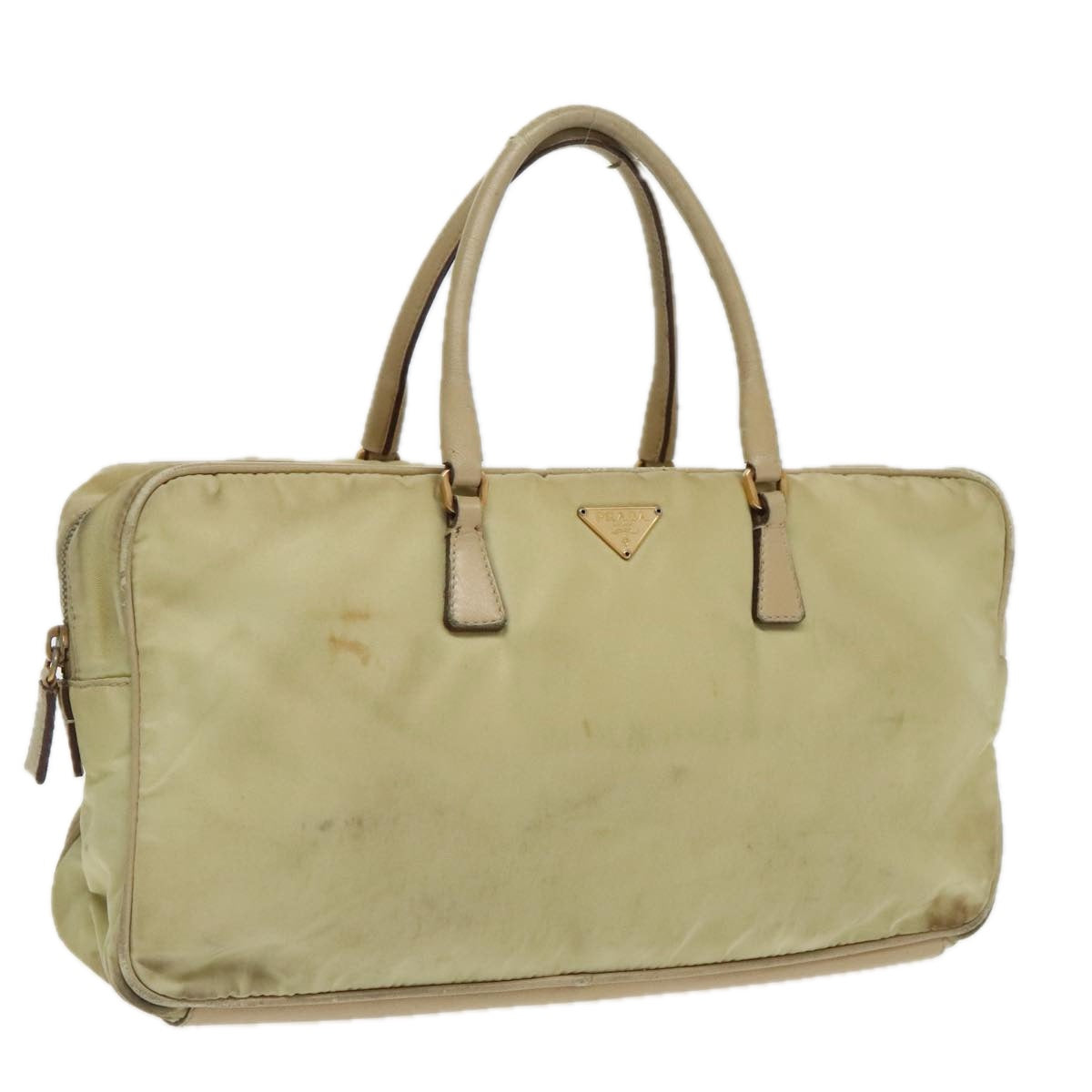 PRADA Hand Bag Nylon Beige Gold 95369