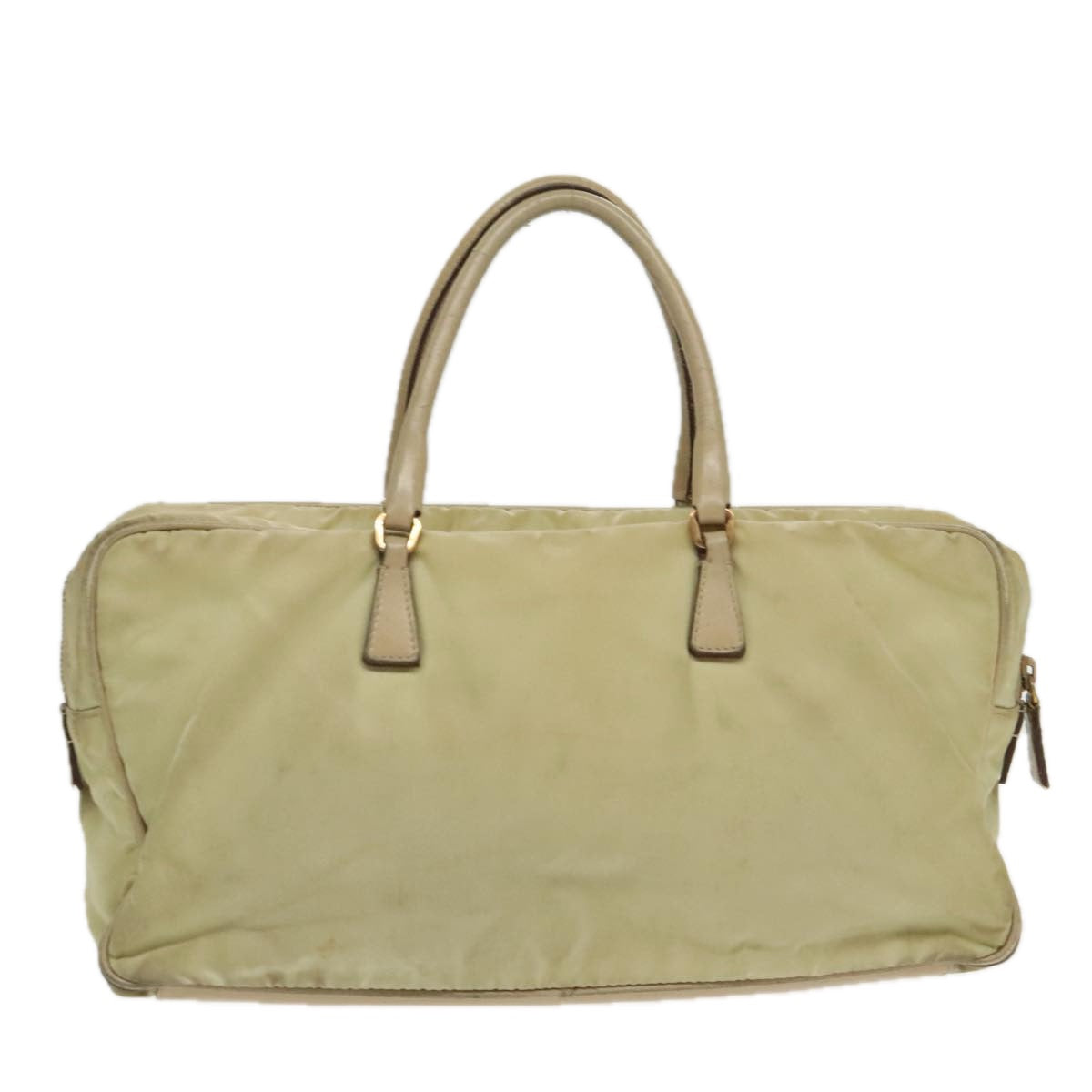 PRADA Hand Bag Nylon Beige Gold 95369