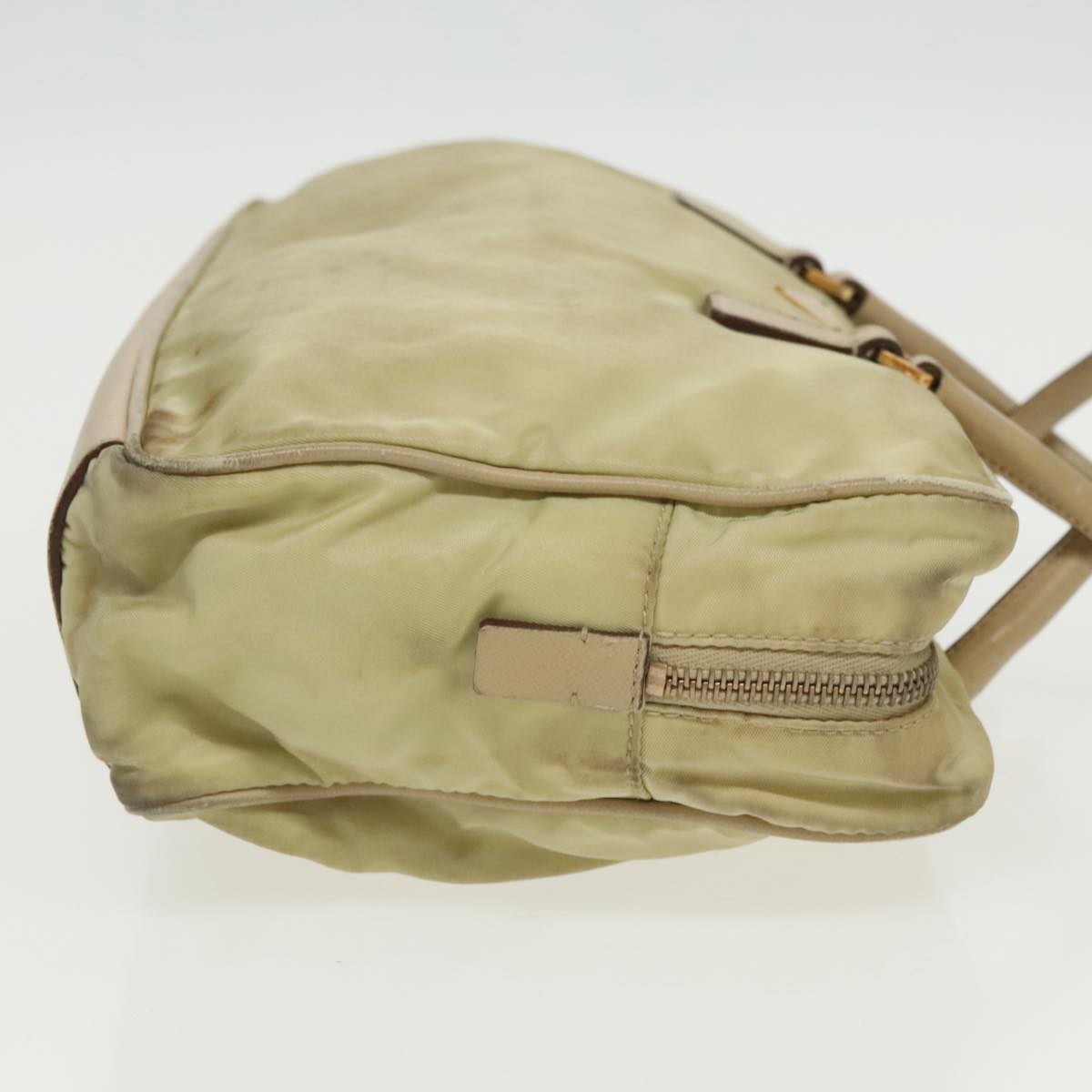 PRADA Hand Bag Nylon Beige Gold 95369