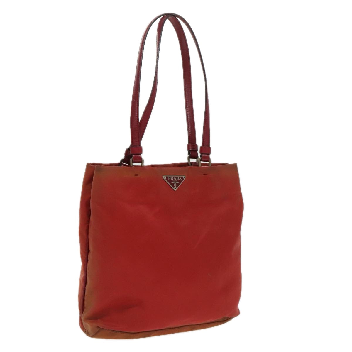 PRADA Hand Bag Nylon Red Silver 95372