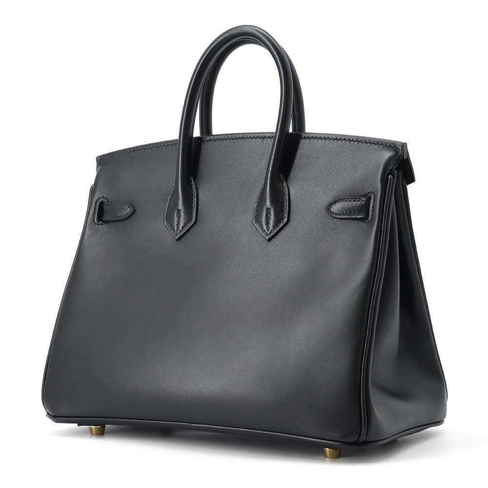 HERMES Birkin Black Tadelakt Leather Size 25