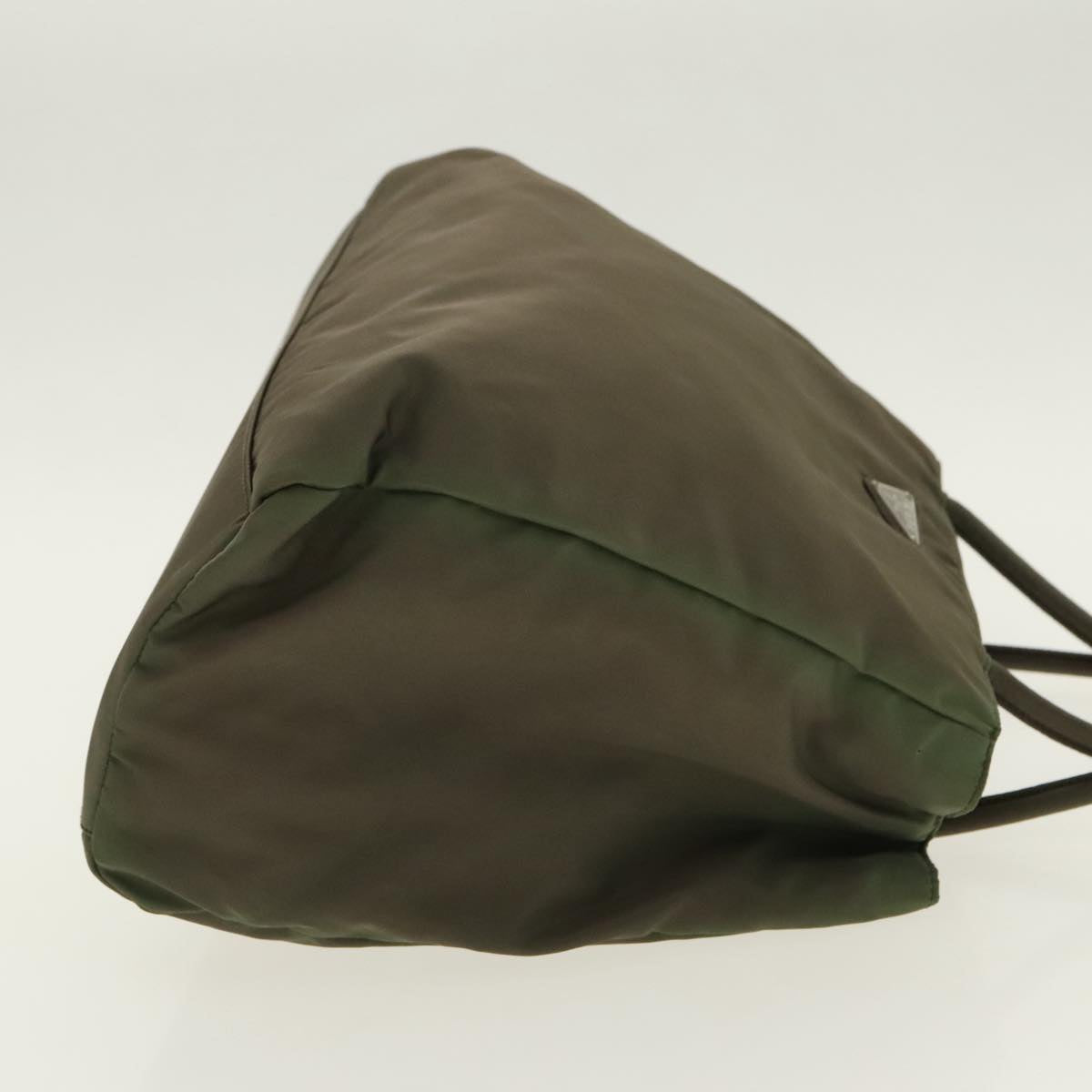 PRADA Hand Bag Nylon Khaki Silver 95660
