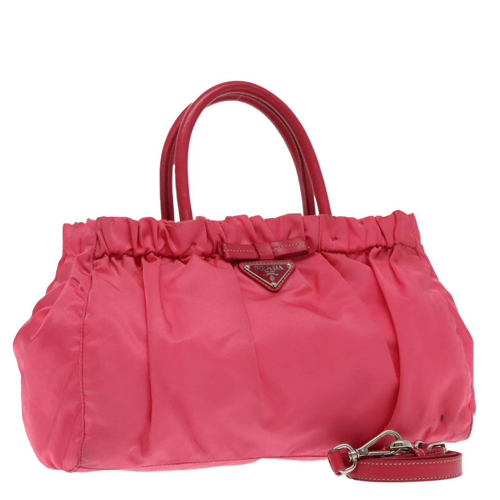PRADA Hand Bag Nylon 2way Pink Silver 95918