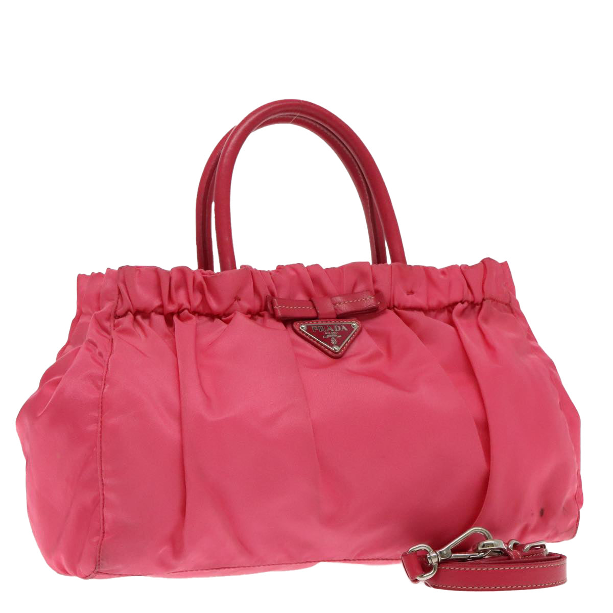 PRADA Hand Bag Nylon 2way Pink Silver 95918