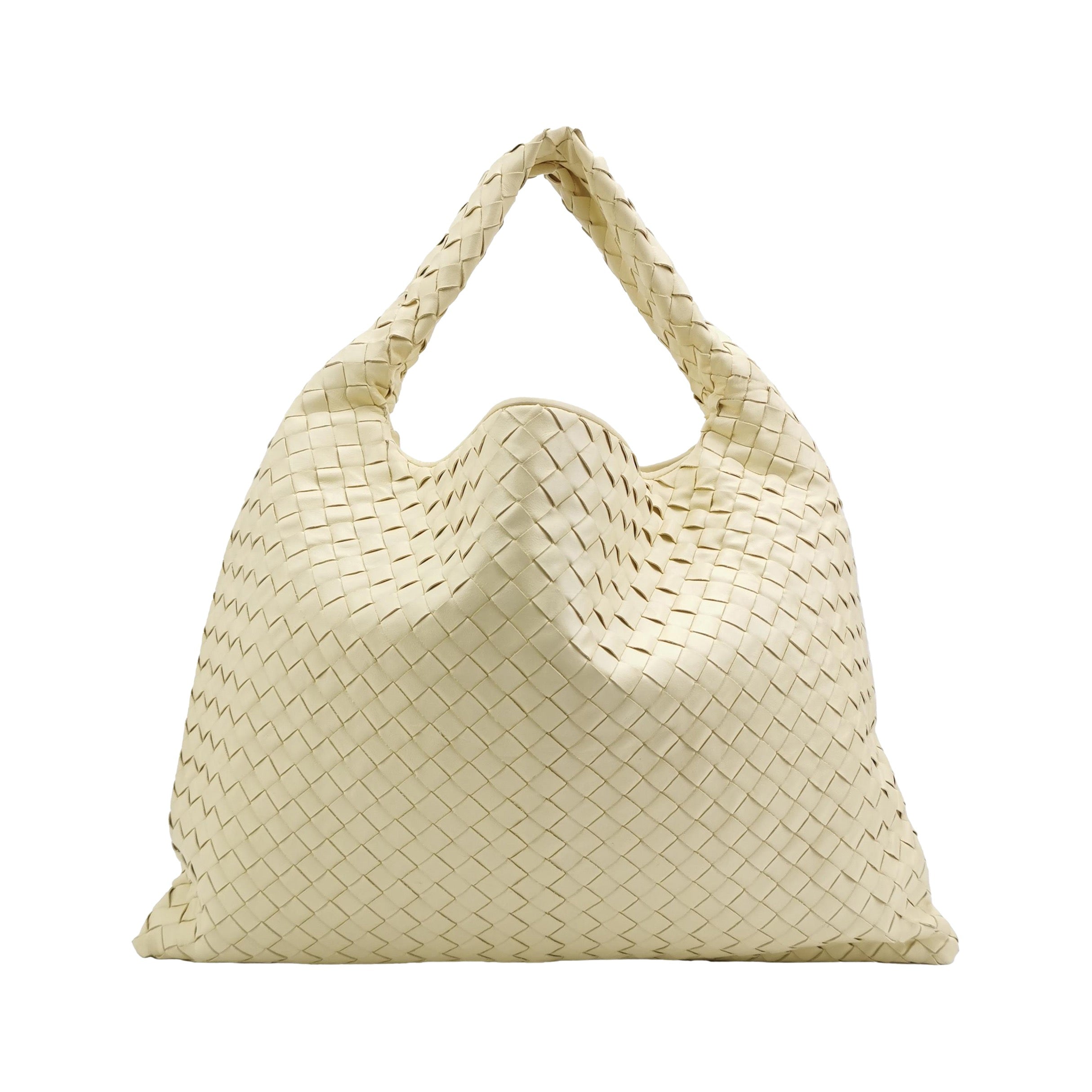 Bottega Veneta Hop Large Leather Pale Cream Yellow Hobo Bag
