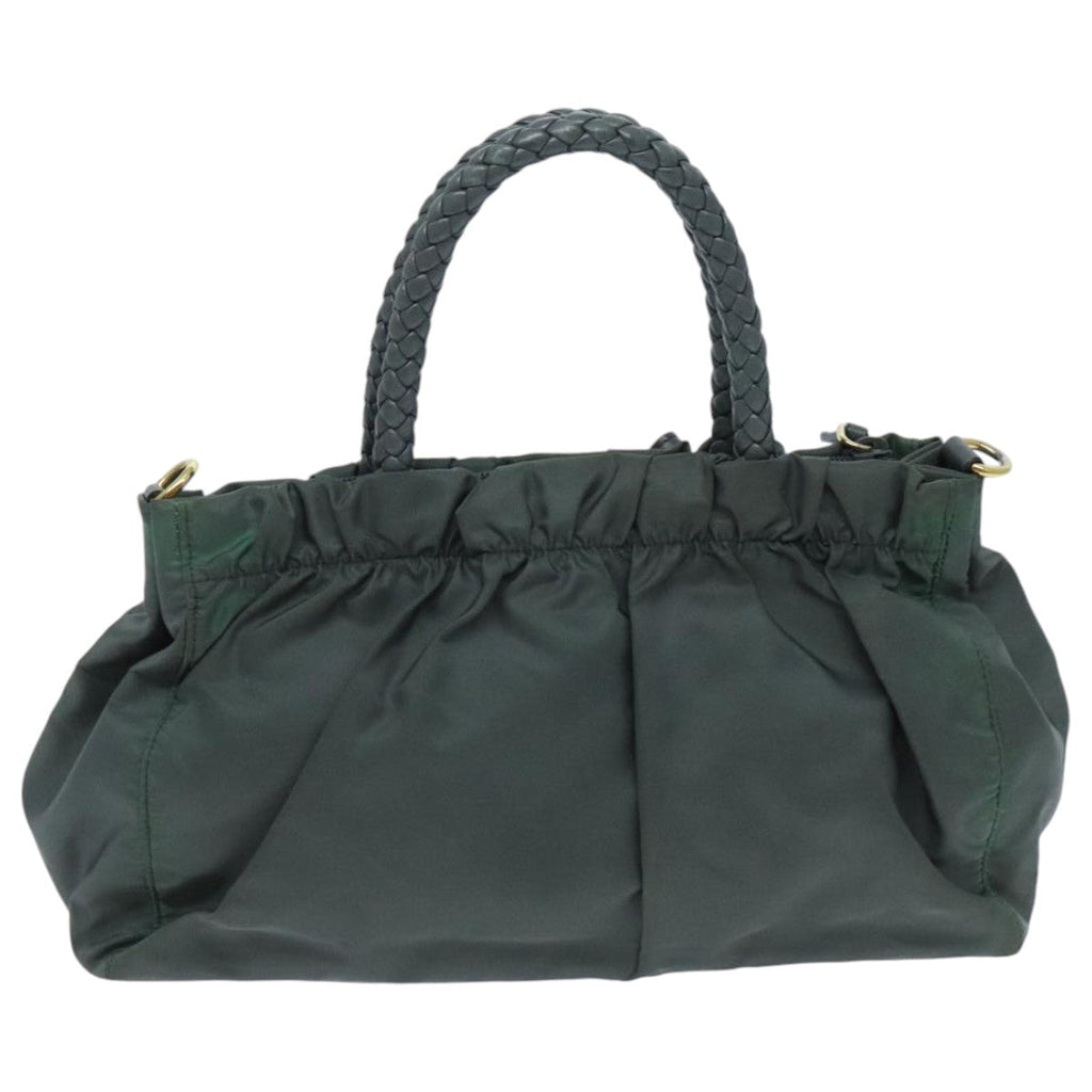 PRADA Hand Bag Nylon 2way Khaki Gold 95959