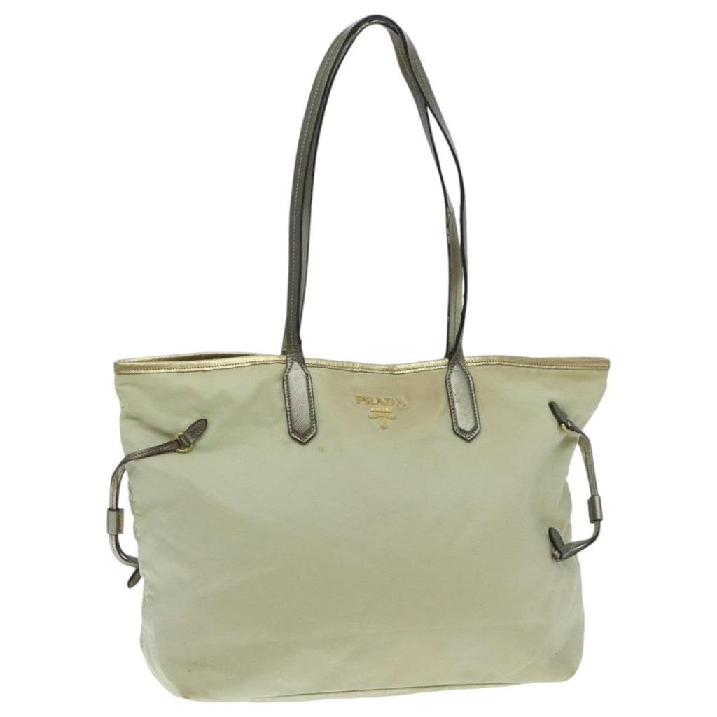 PRADA Tote Bag Nylon Cream Gold 95978