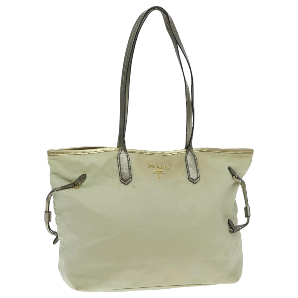 PRADA Tote Bag Nylon Cream Gold 95978