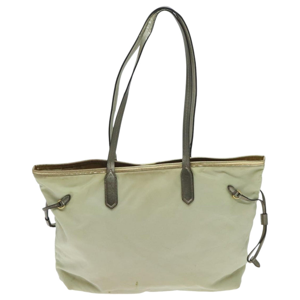 PRADA Tote Bag Nylon Cream Gold 95978