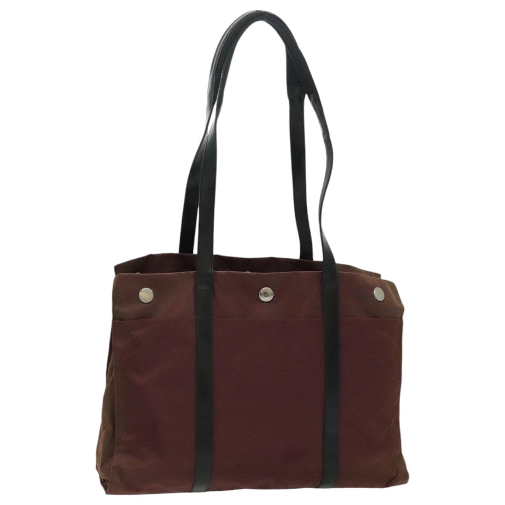 PRADA Tote Bag Nylon Bordeaux Silver 96068