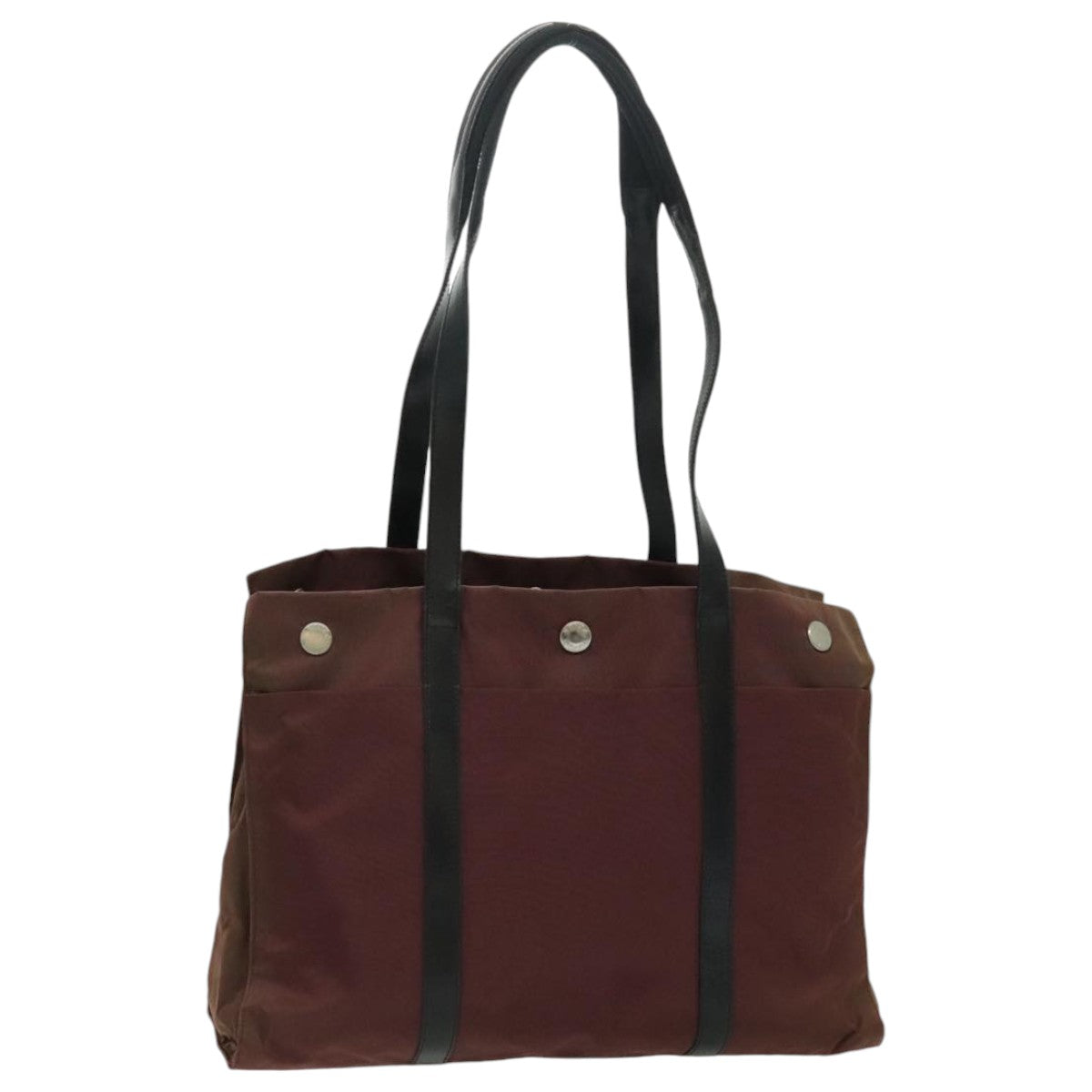 PRADA Tote Bag Nylon Bordeaux Silver 96068
