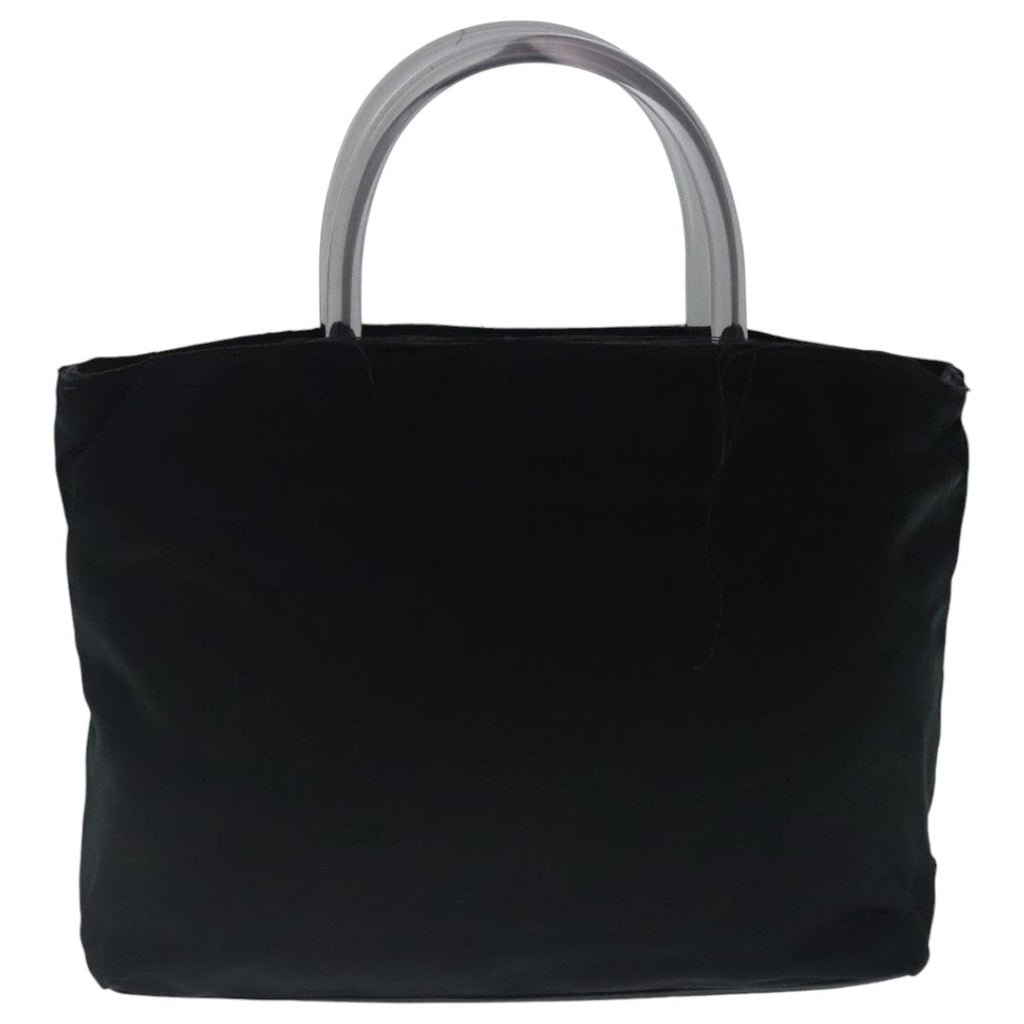 PRADA Hand Bag Satin Black Silver 96617