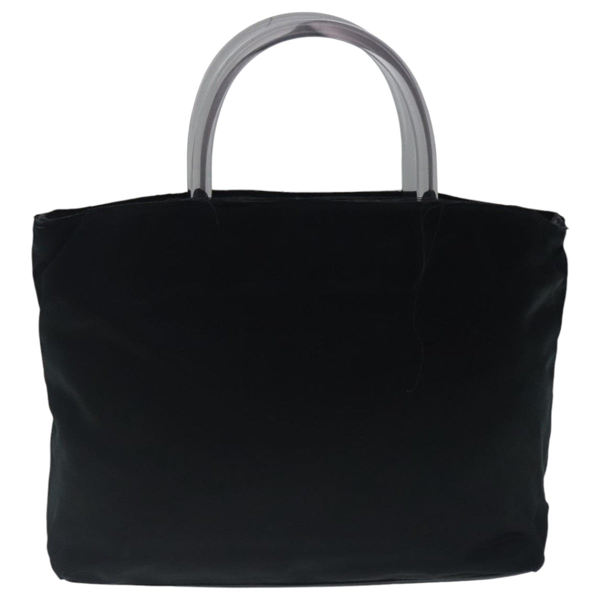 PRADA Hand Bag Satin Black Silver 96617