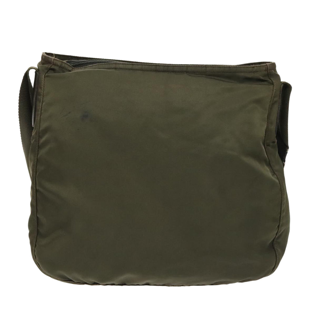 PRADA Shoulder Bag Nylon Khaki Silver 96650