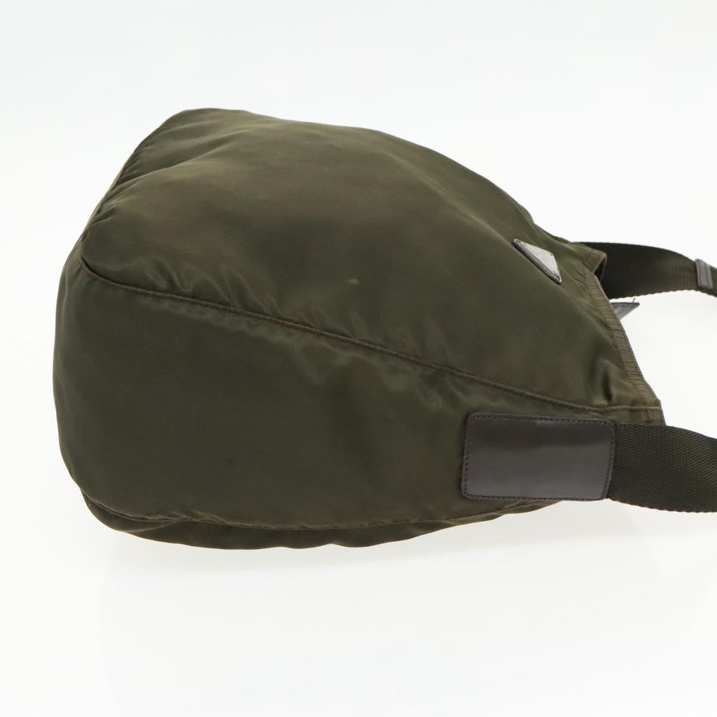 PRADA Shoulder Bag Nylon Khaki Silver 96650