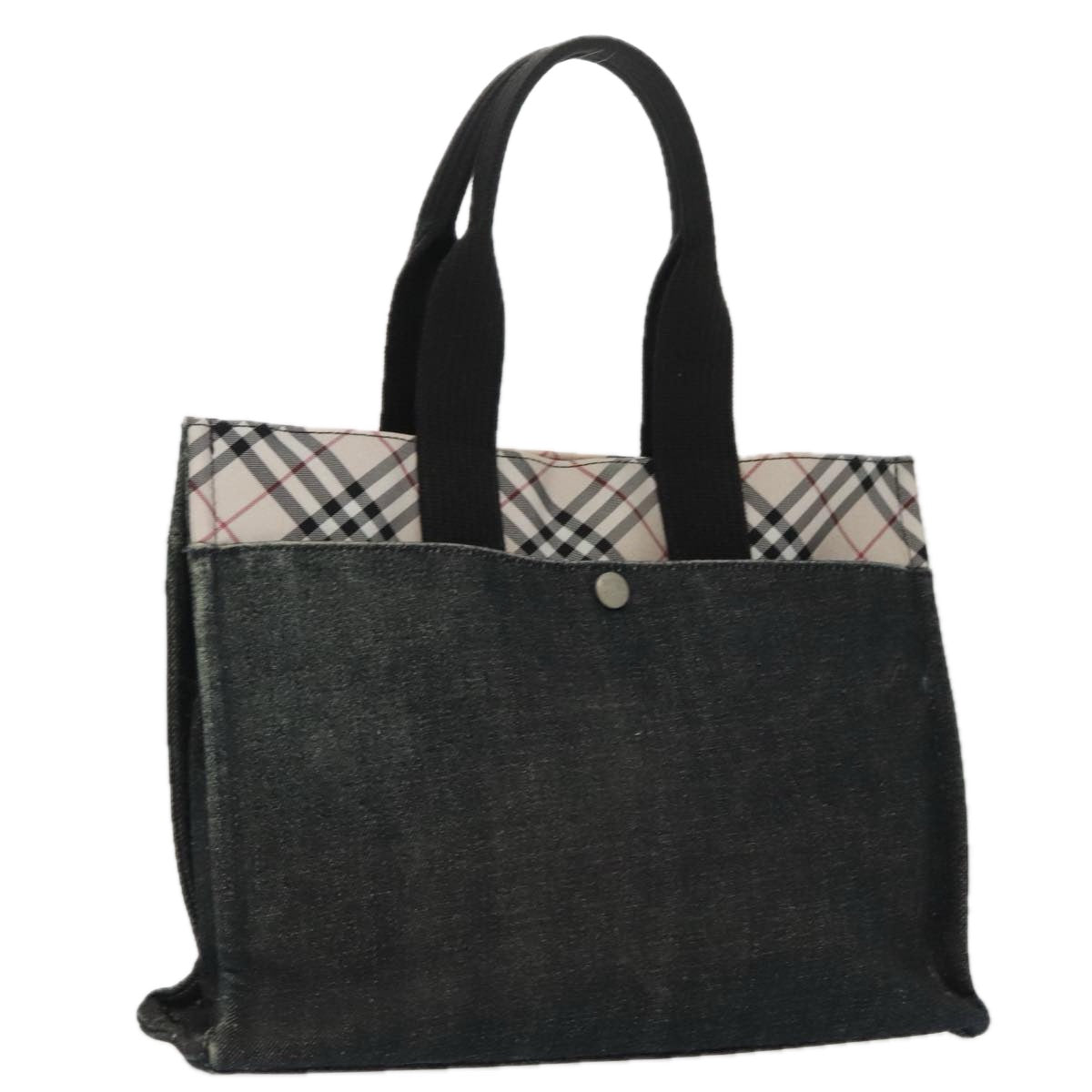 BURBERRY Blue Label Tote Bag Canvas Silver Black 96669