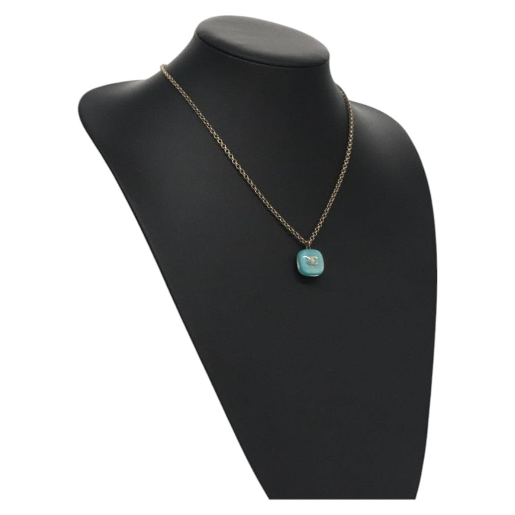 CHANEL Necklace metal Light Blue CC 96804