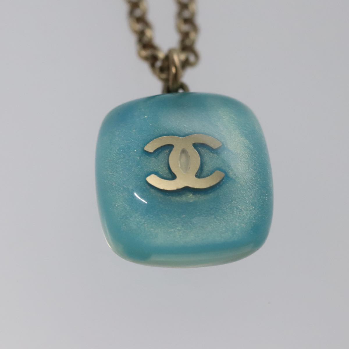 CHANEL Necklace metal Light Blue CC 96804