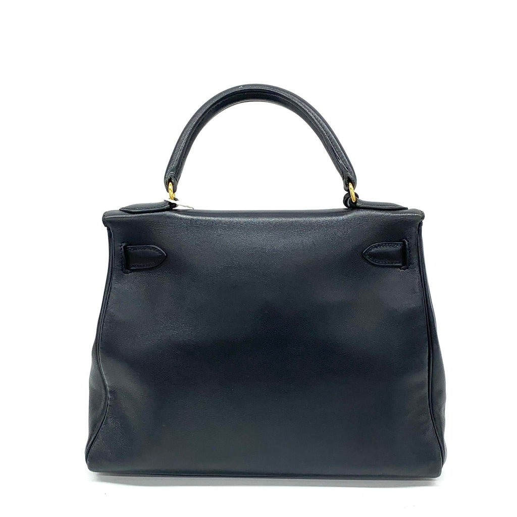 Hermes Kelly 28 Vintage Retourne Black Swift Leather Gold Hardware 1998