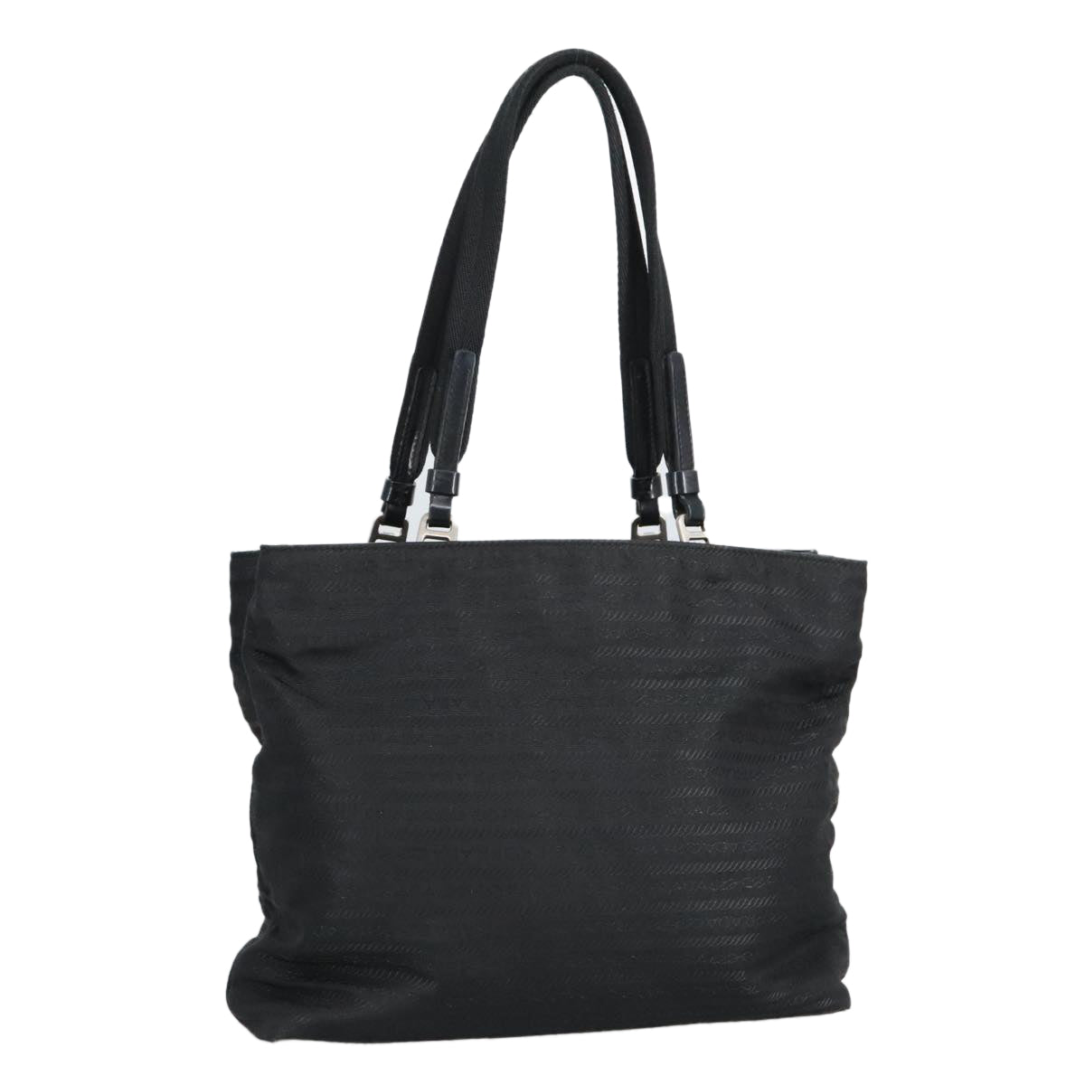 PRADA Hand Bag Nylon Black Silver 96925