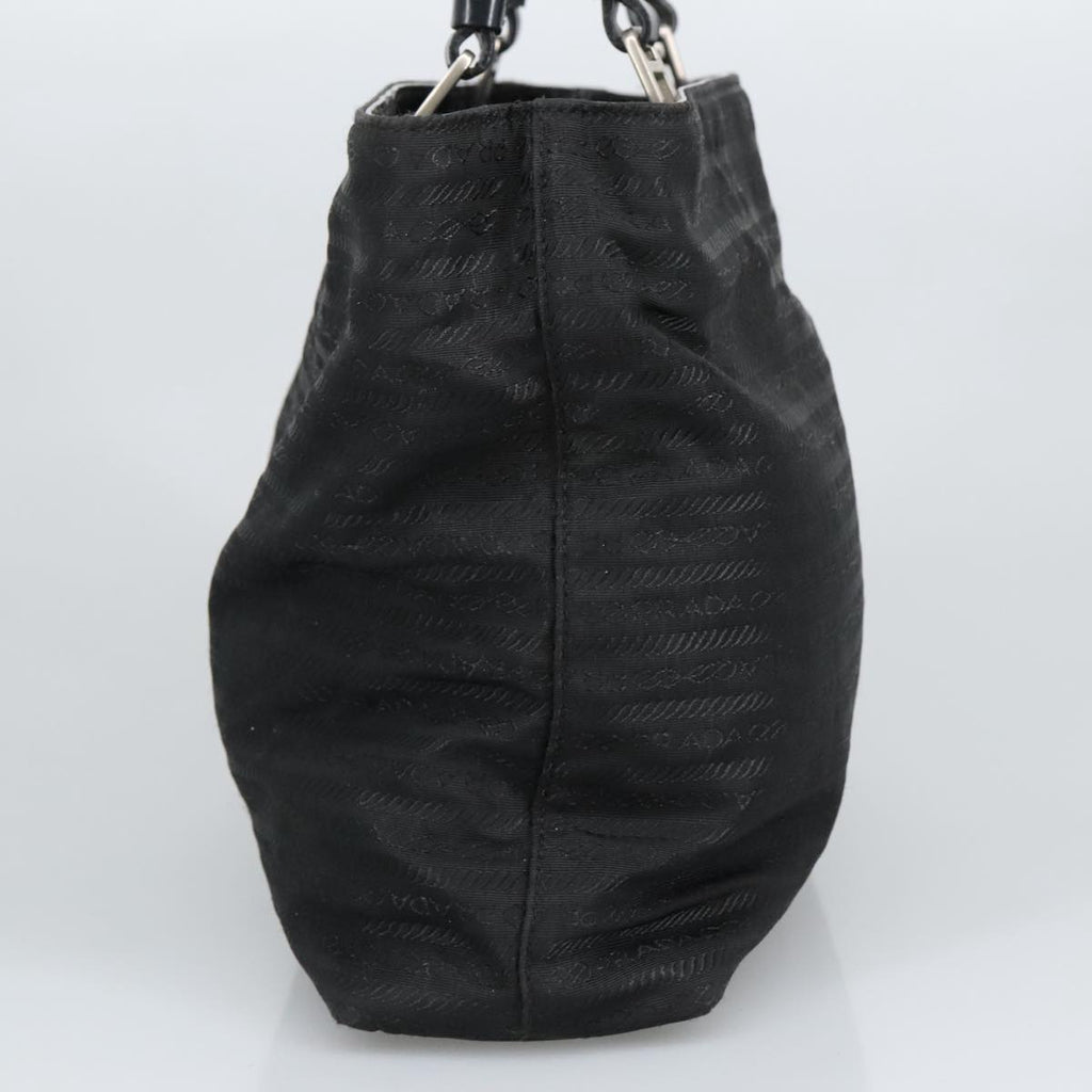 PRADA Hand Bag Nylon Black Silver 96925