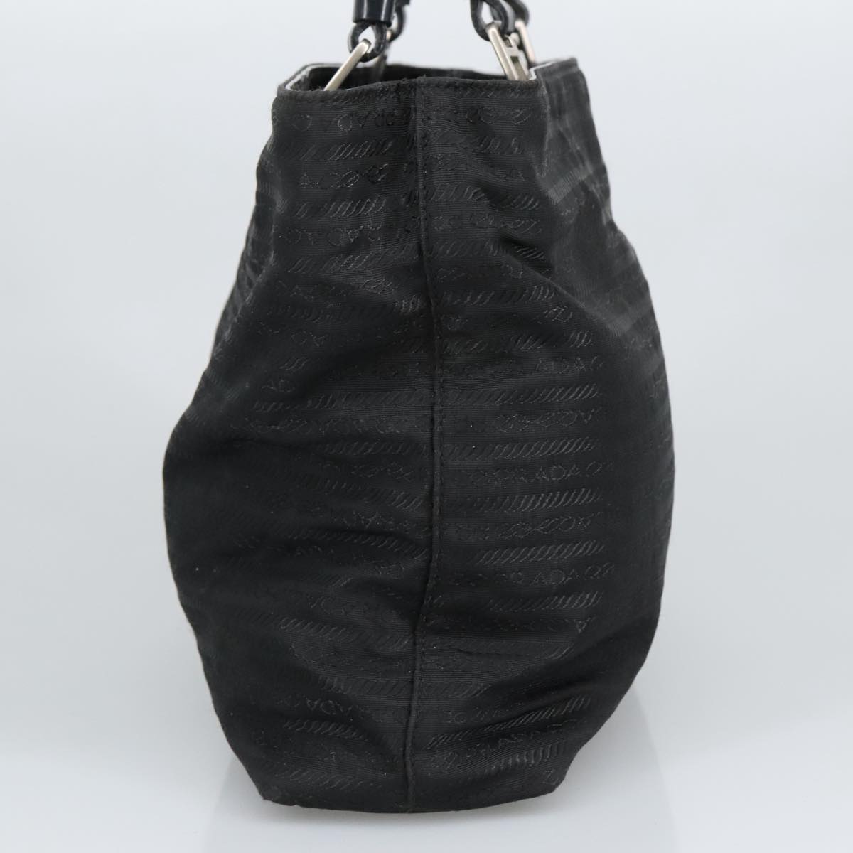 PRADA Hand Bag Nylon Black Silver 96925