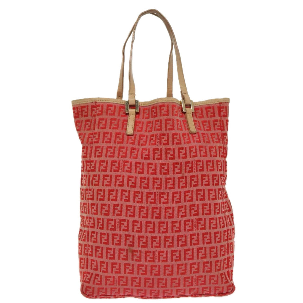 FENDI Zucchino Canvas Hand Bag Red Gold 96951