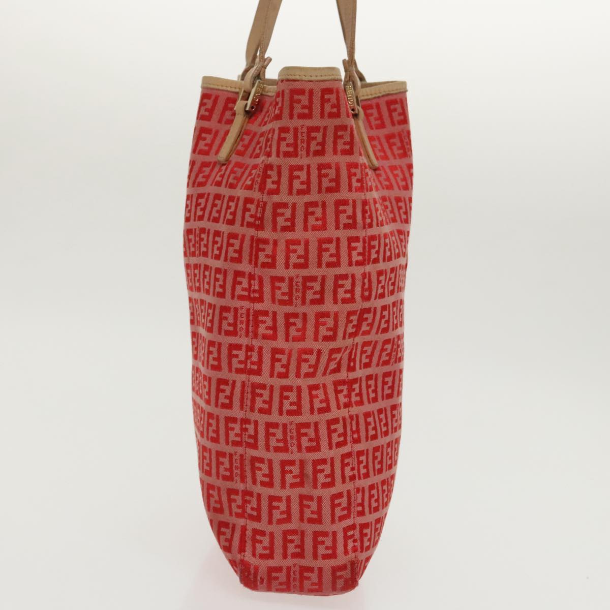 FENDI Zucchino Canvas Hand Bag Red Gold 96951