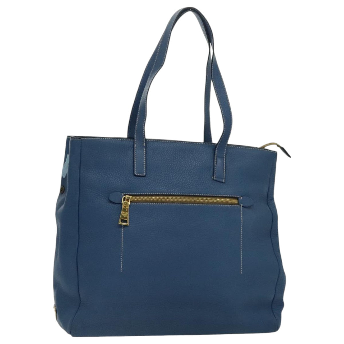 PRADA Tote Bag Leather Blue Gold 97133