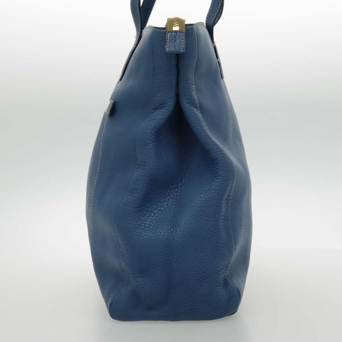 PRADA Tote Bag Leather Blue Gold 97133