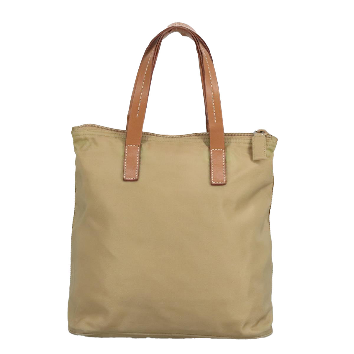 PRADA Hand Bag Nylon Beige Silver 97427