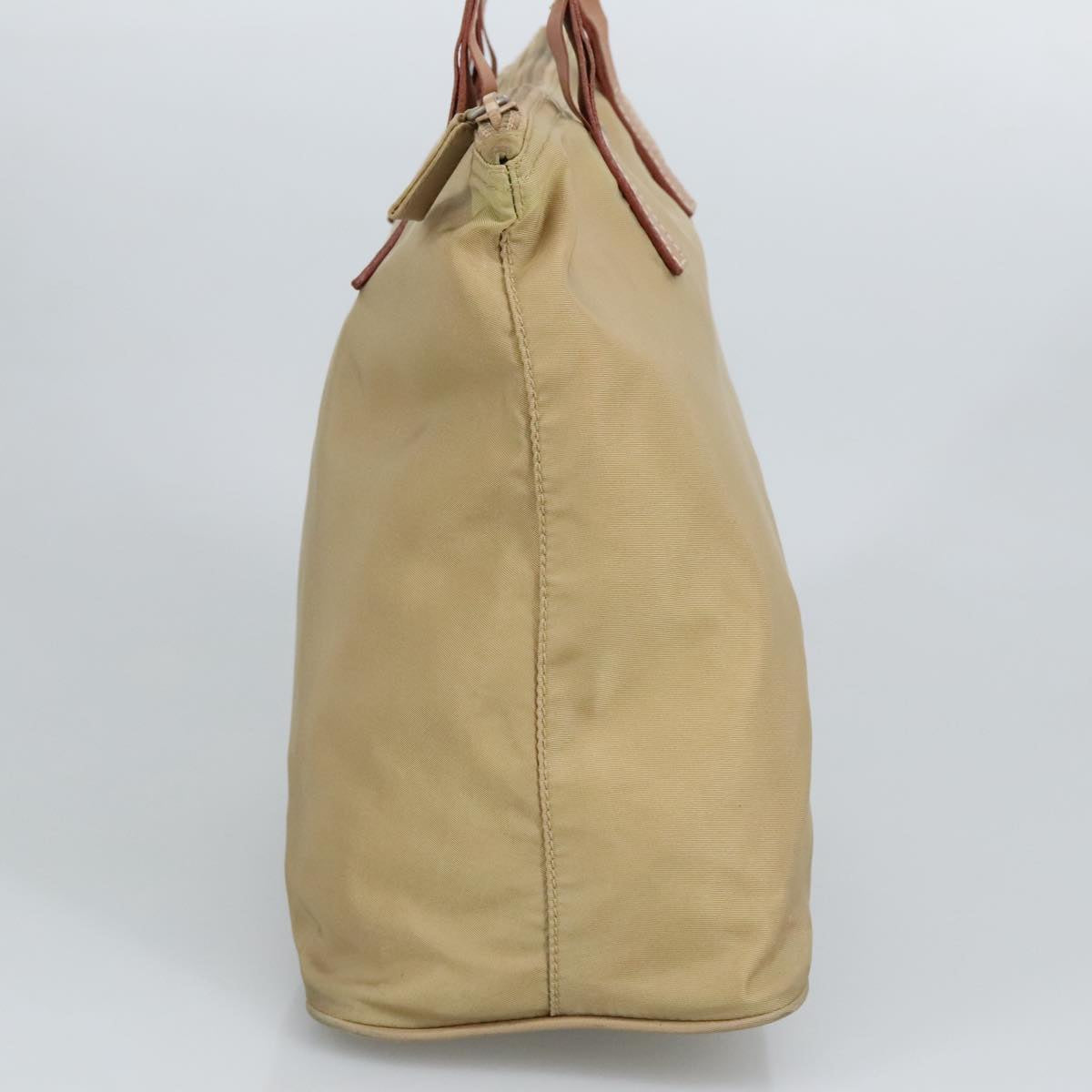 PRADA Hand Bag Nylon Beige Silver 97427