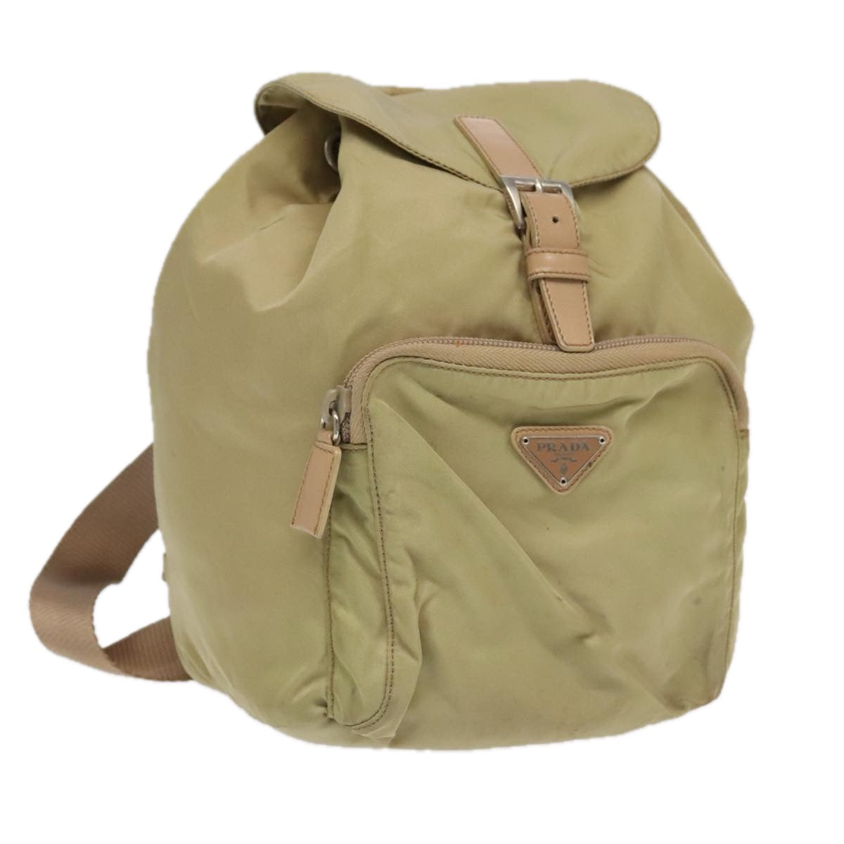 PRADA Backpack Nylon Khaki Silver 98100