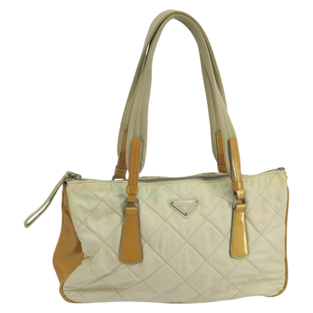 PRADA Shoulder Bag Nylon Beige Silver 98297