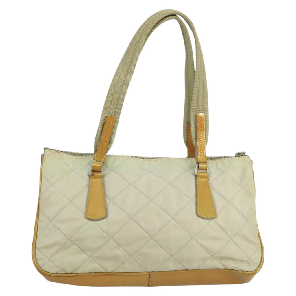 PRADA Shoulder Bag Nylon Beige Silver 98297