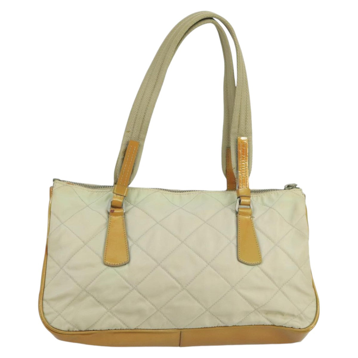 PRADA Shoulder Bag Nylon Beige Silver 98297