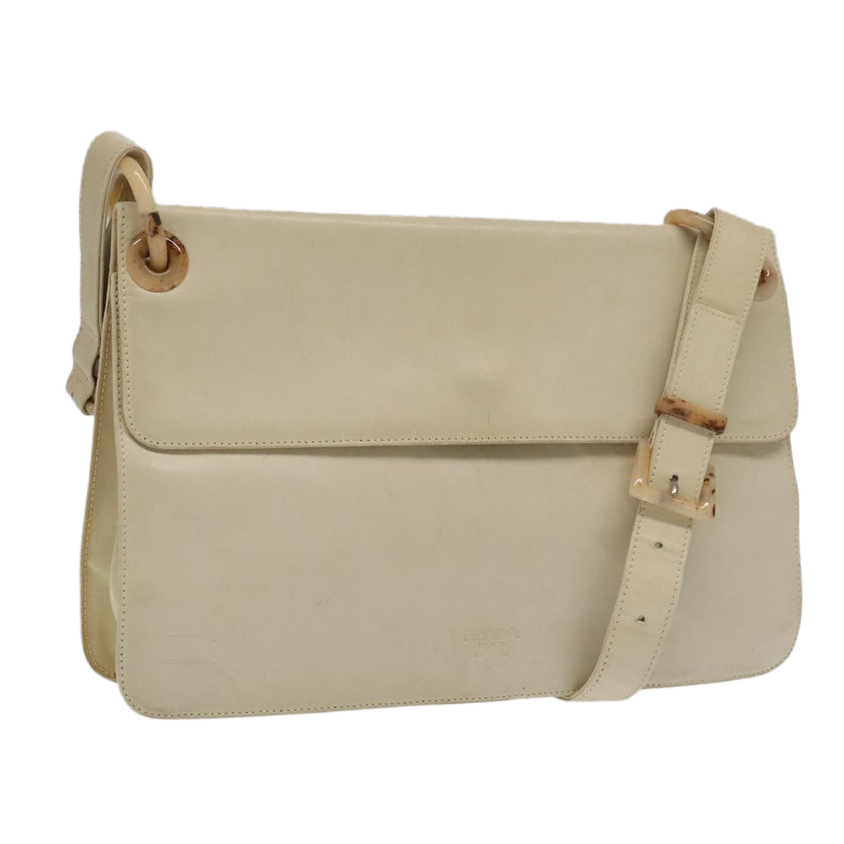 PRADA Shoulder Bag Leather White 98309