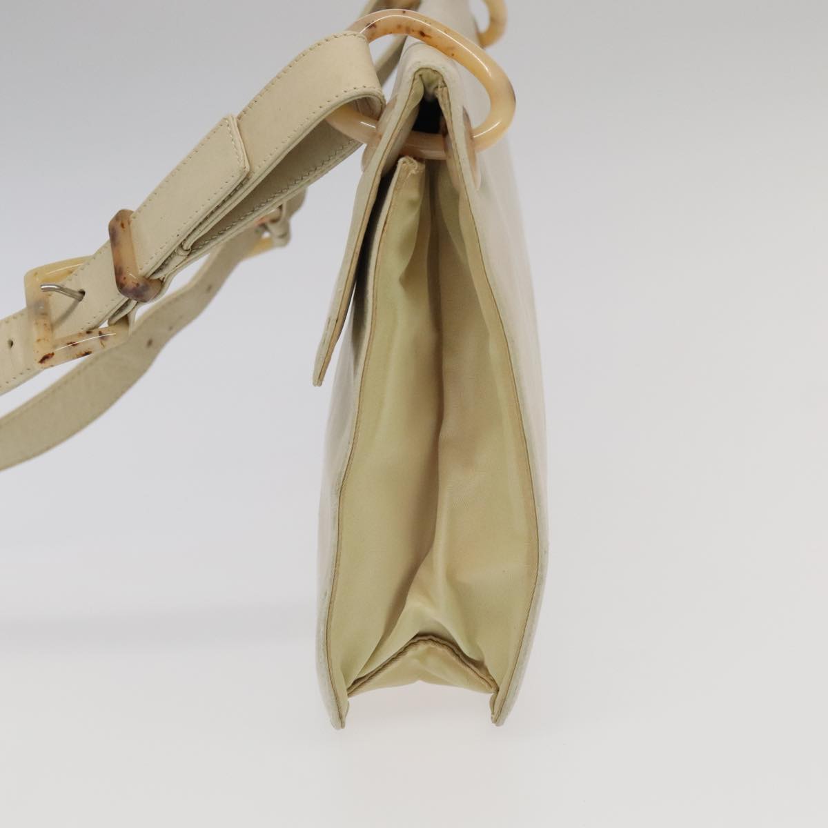 PRADA Shoulder Bag Leather White 98309