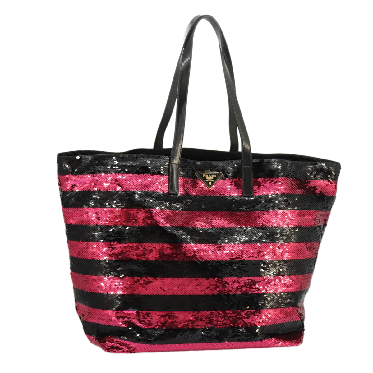 PRADA Sequin Tote Bag Nylon Black Red 98375A