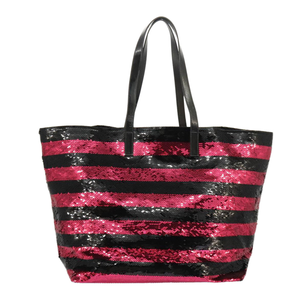 PRADA Sequin Tote Bag Nylon Black Red 98375A