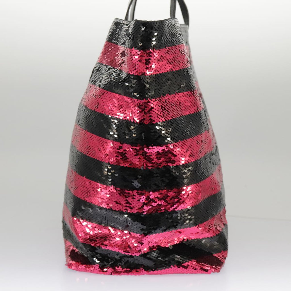 PRADA Sequin Tote Bag Nylon Black Red 98375A
